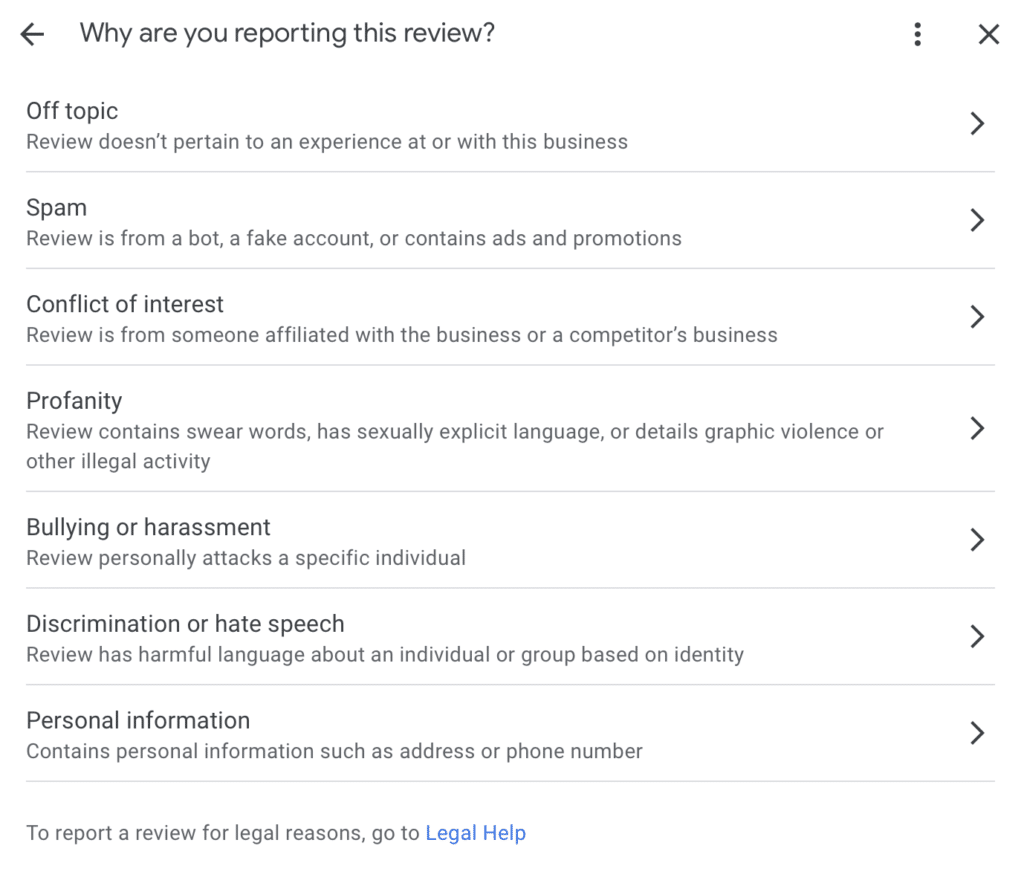 flag fake google review