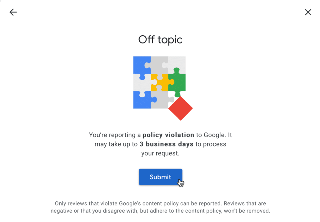 off topic review submit