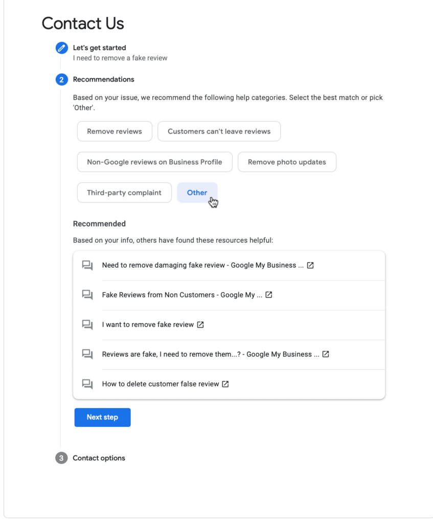 google review support other