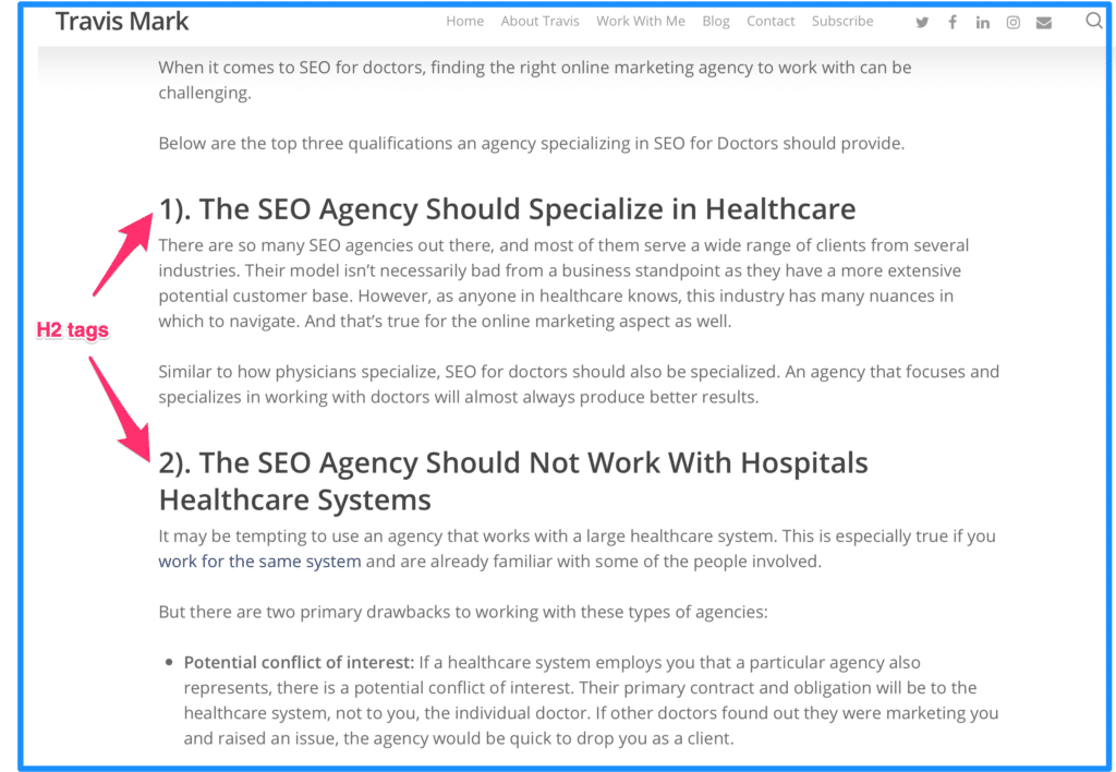 on-page seo doctor example